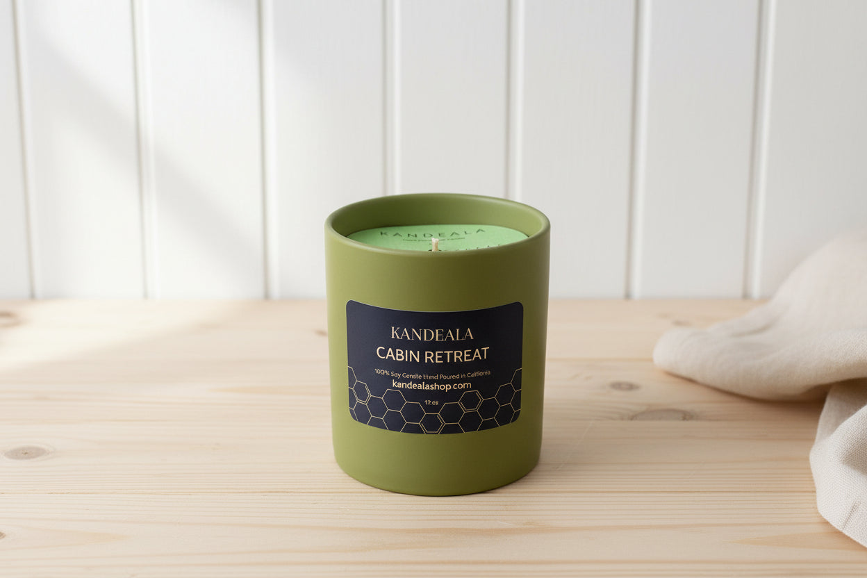 Cabin Retreat Soy Candle (12 oz) - Cozy Woodland Escape