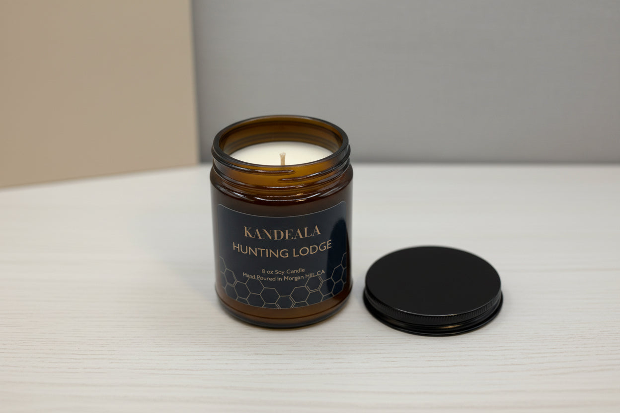 Hunting Lodge Soy Candle (8 oz) - Rustic Woods & Lodge Atmosphere