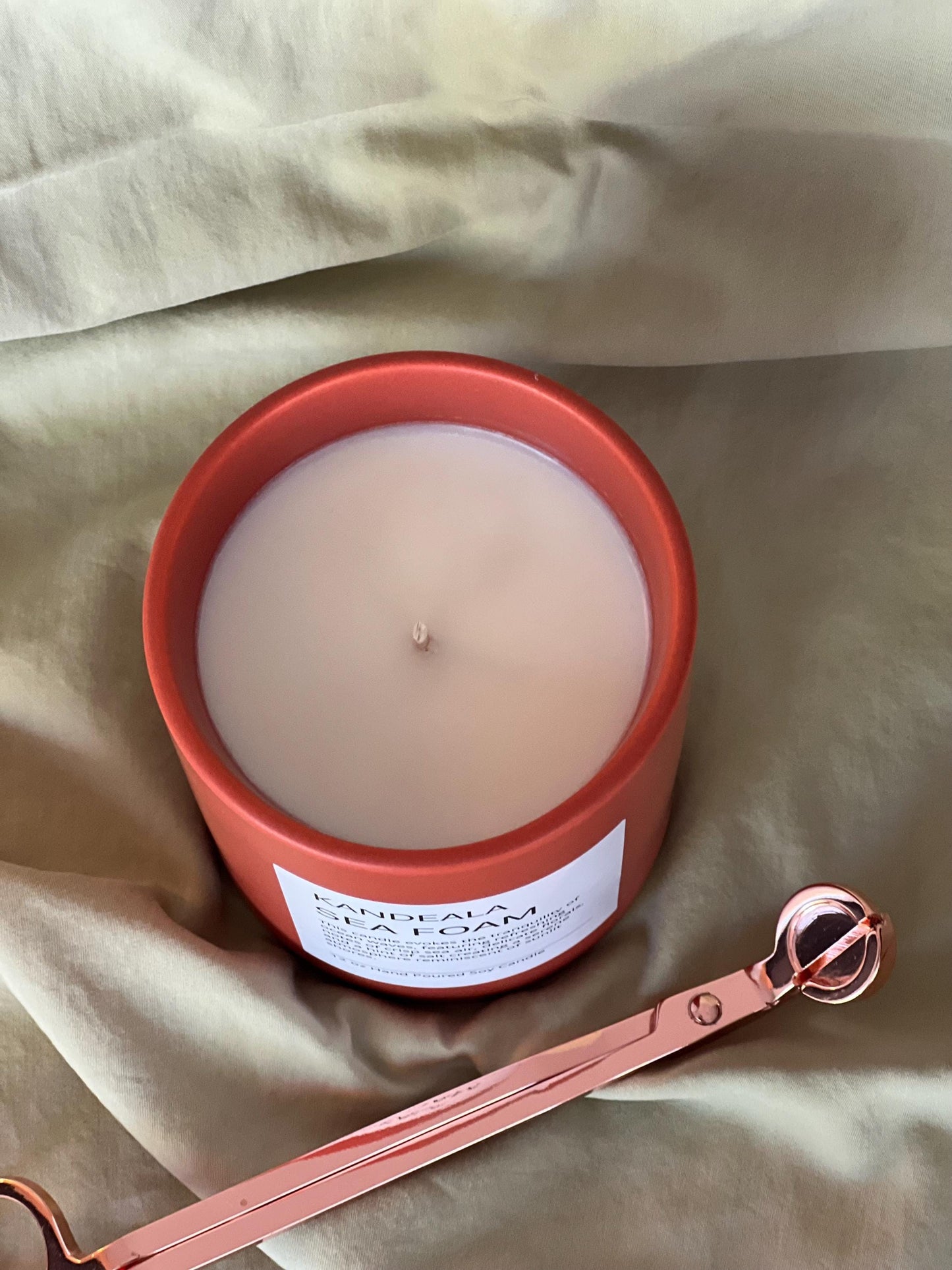 Sea Foam 12 oz - Hand Poured Soy Candle, reusable ceramic jar, gift for her, birthday gift, Mother's Day gift, clean scent