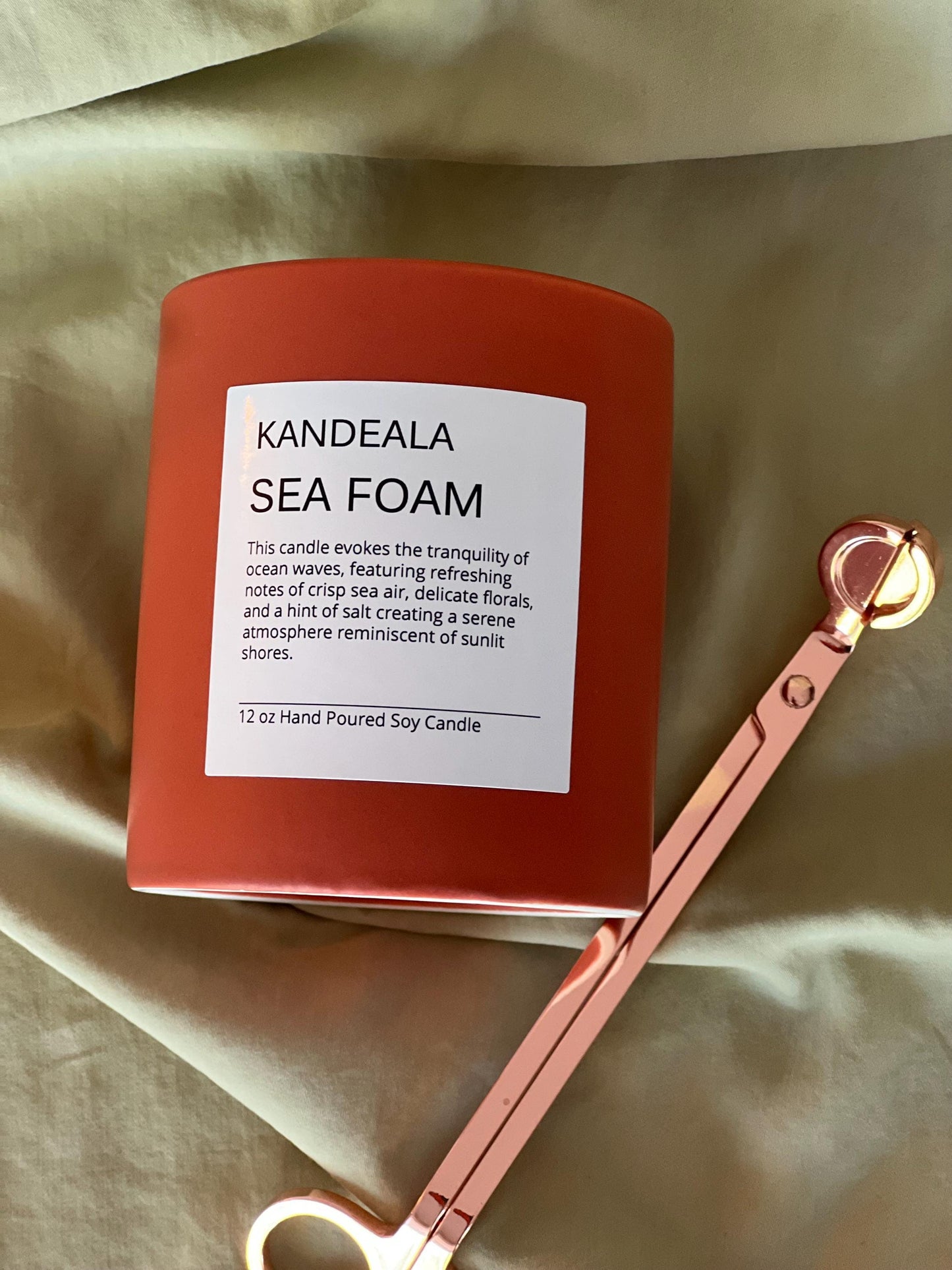 Sea Foam 12 oz - Hand Poured Soy Candle, reusable ceramic jar, gift for her, birthday gift, Mother's Day gift, clean scent