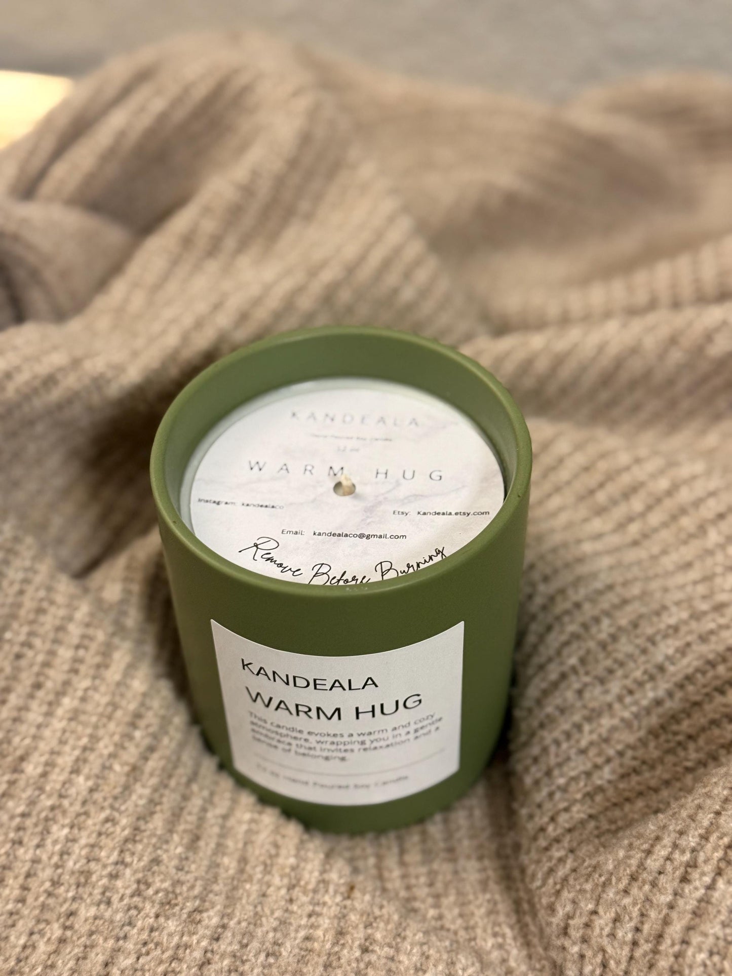 Warm Hug 12 oz - white soy candle in a beautiful reusable ceramic jar, gift for her, gift for him, birthday gift