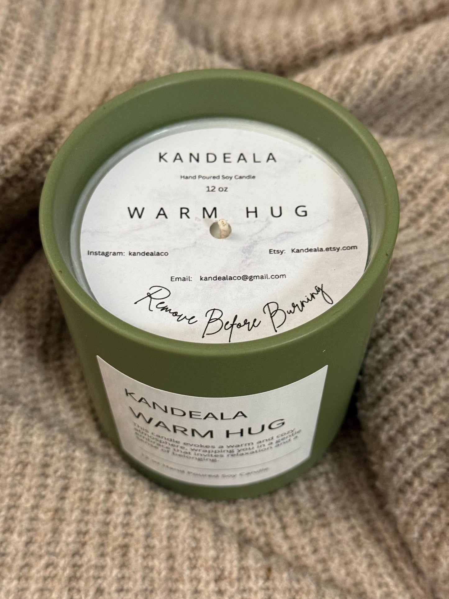 Warm Hug 12 oz - white soy candle in a beautiful reusable ceramic jar, gift for her, gift for him, birthday gift