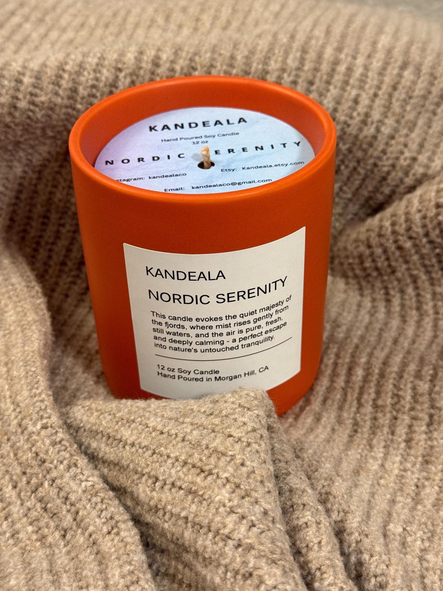 Nordic Serenity 12 oz - white soy candle, reusable ceramic jar, gift for her, gift for him, holiday gift, clean scent, birthday gift