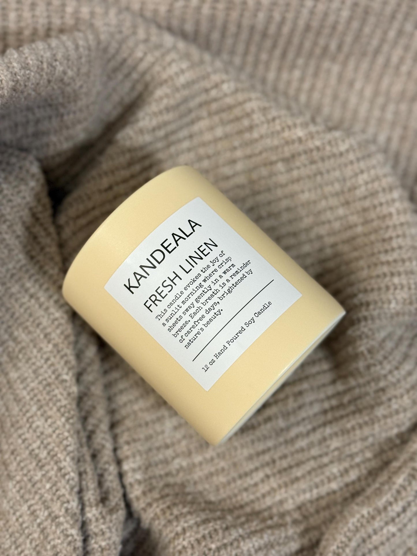 Fresh Linen 12 oz - hand poured white soy candle in a beautiful and reusable ceramic jar, gift for her, birthday gift