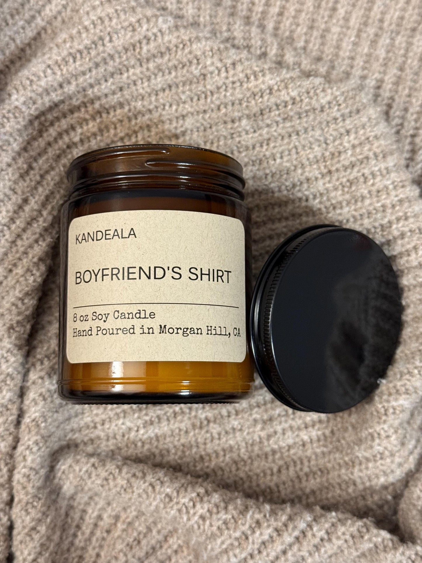 Boyfriend's Shirt - 8 oz Hand Poured Soy Candle - gift for him, gift for her, birthday gift, cologne scent