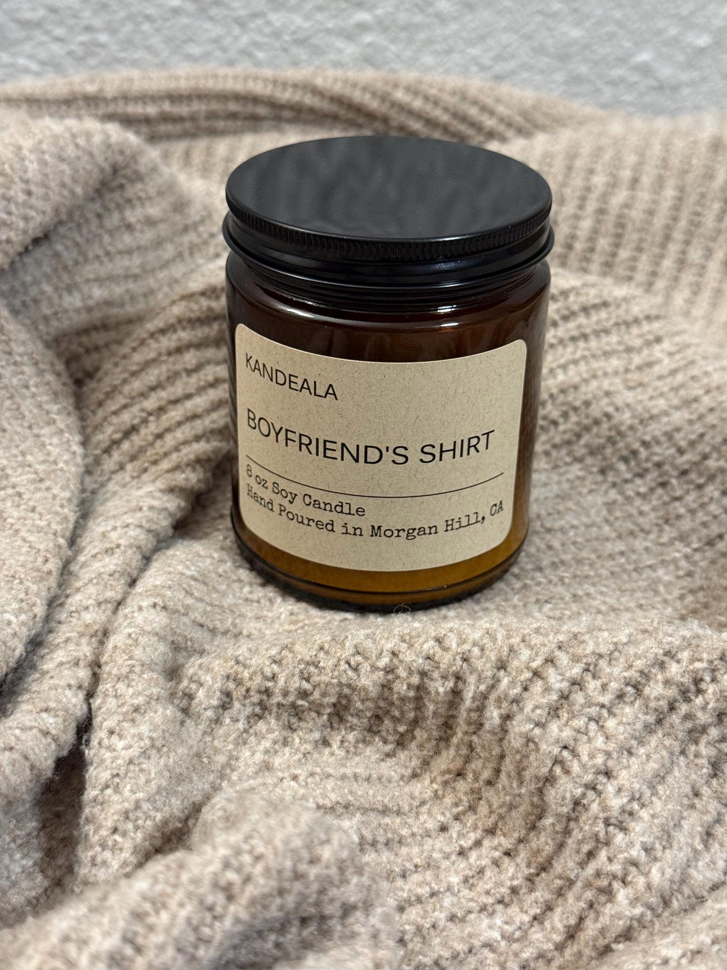 Boyfriend's Shirt - 8 oz Hand Poured Soy Candle - gift for him, gift for her, birthday gift, cologne scent