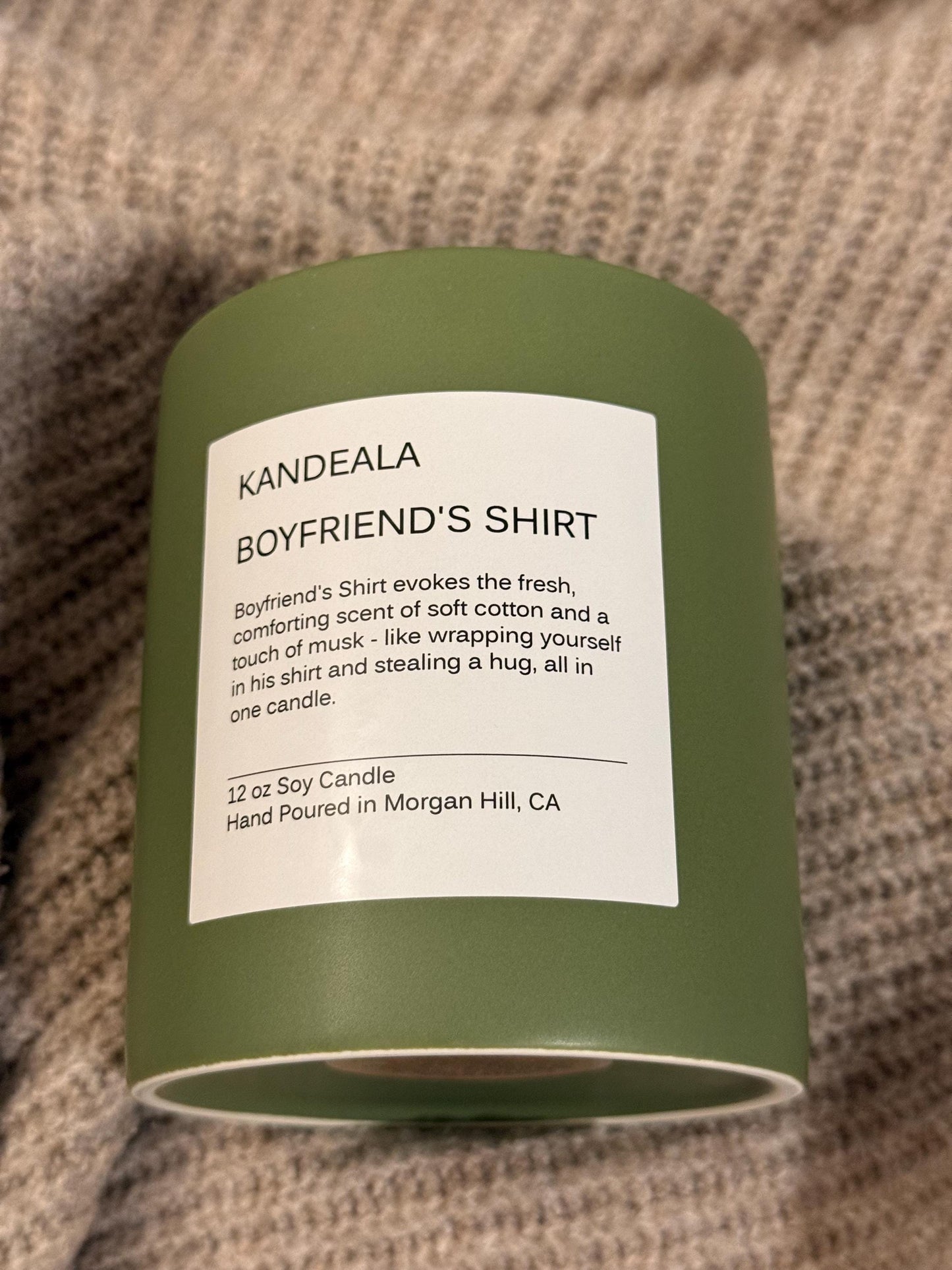 Boyfriend's Shirt 12 oz - hand poured soy candle, cologne scent, gift for her, gift for him, birthday gift, beautiful reusable ceramic jar