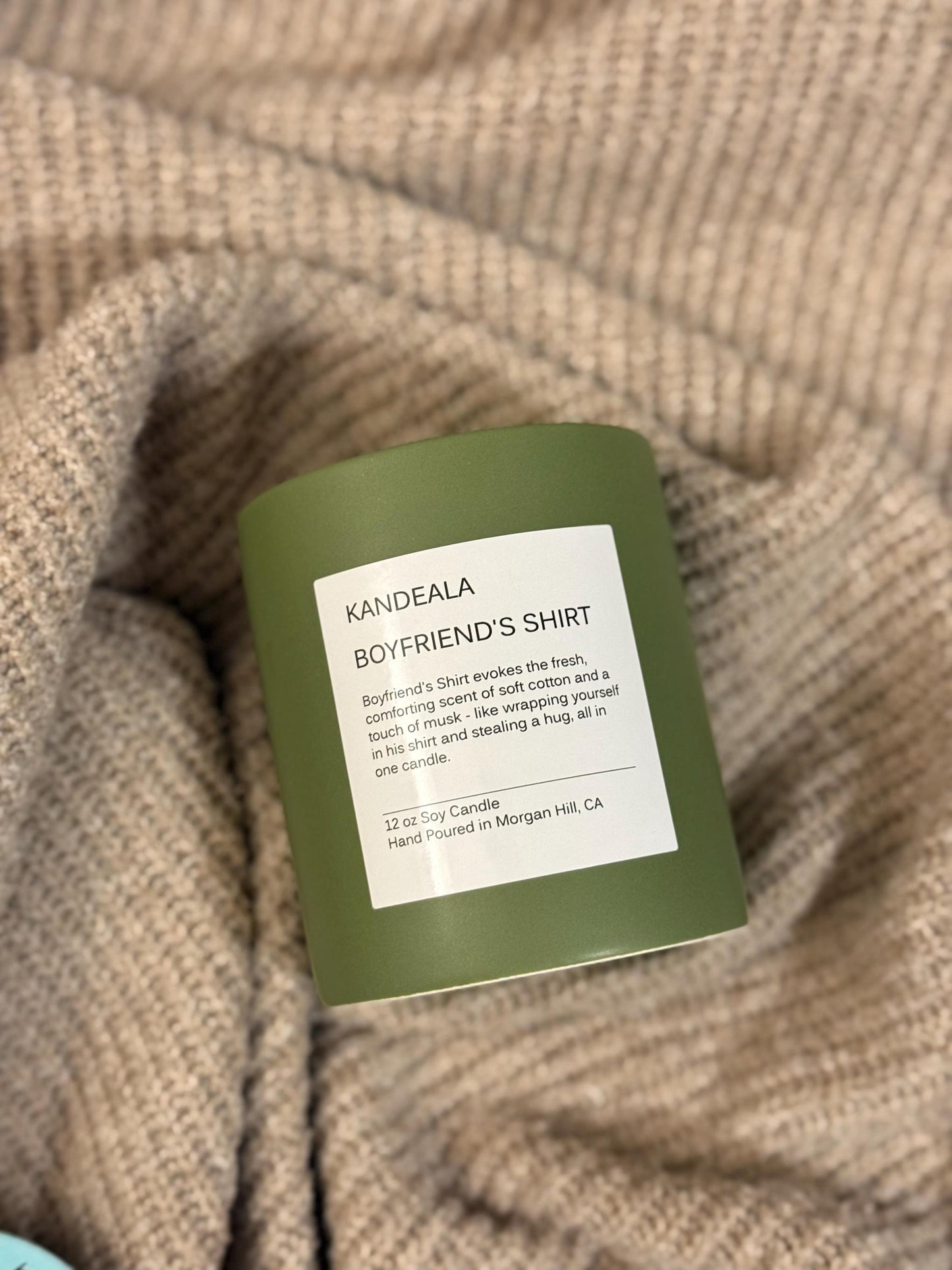 Boyfriend's Shirt 12 oz - hand poured soy candle, cologne scent, gift for her, gift for him, birthday gift, beautiful reusable ceramic jar