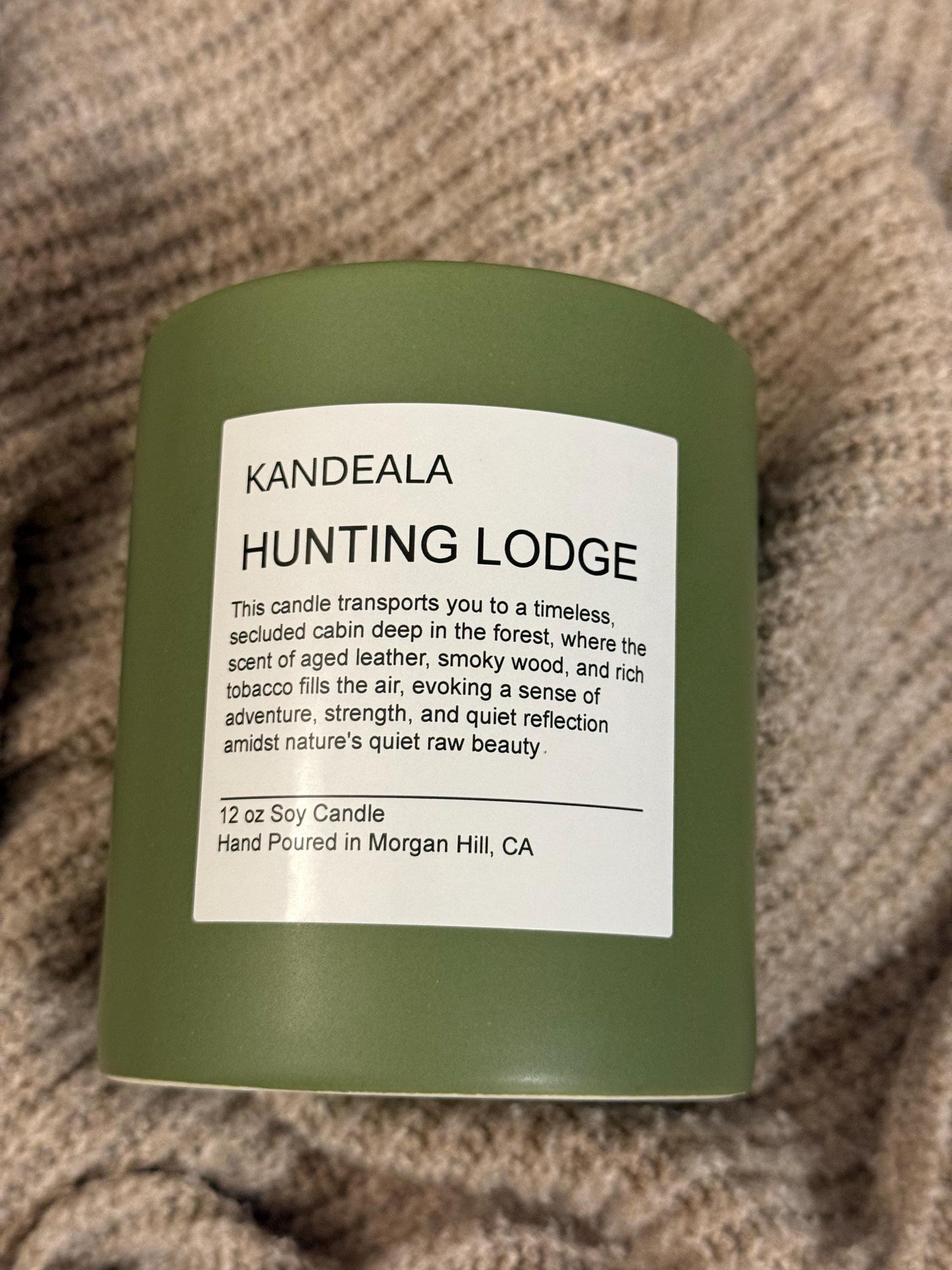 Hunting Lodge 12 oz - hand poured soy candle, cologne scent, beautiful and reusable ceramic jar, gift for him, gift for her, birthday gift