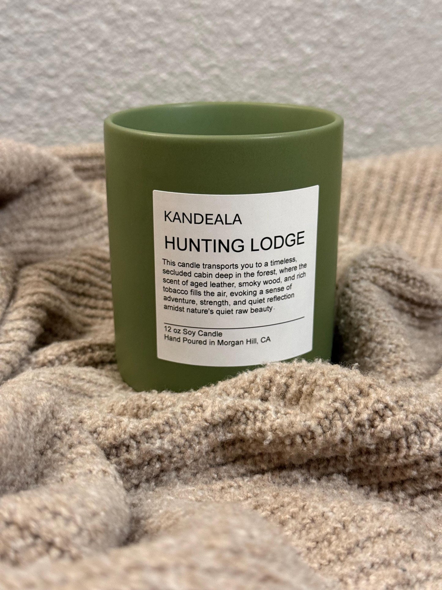 Hunting Lodge 12 oz - hand poured soy candle, cologne scent, beautiful and reusable ceramic jar, gift for him, gift for her, birthday gift