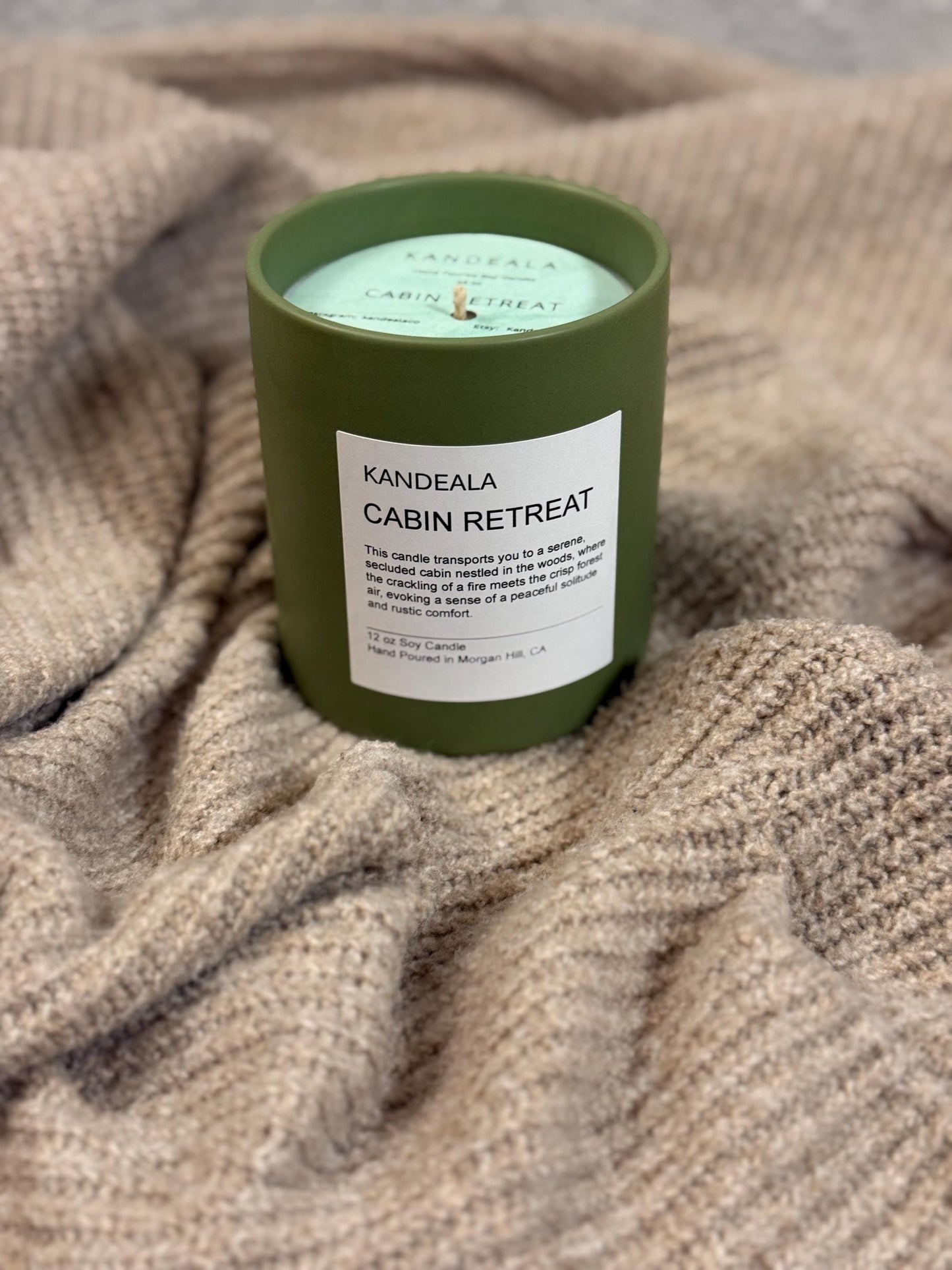 Cabin Retreat 12 oz - hand poured soy candle, gift for him, gift for her, birthday gift, beautiful and reusable ceramic jar,