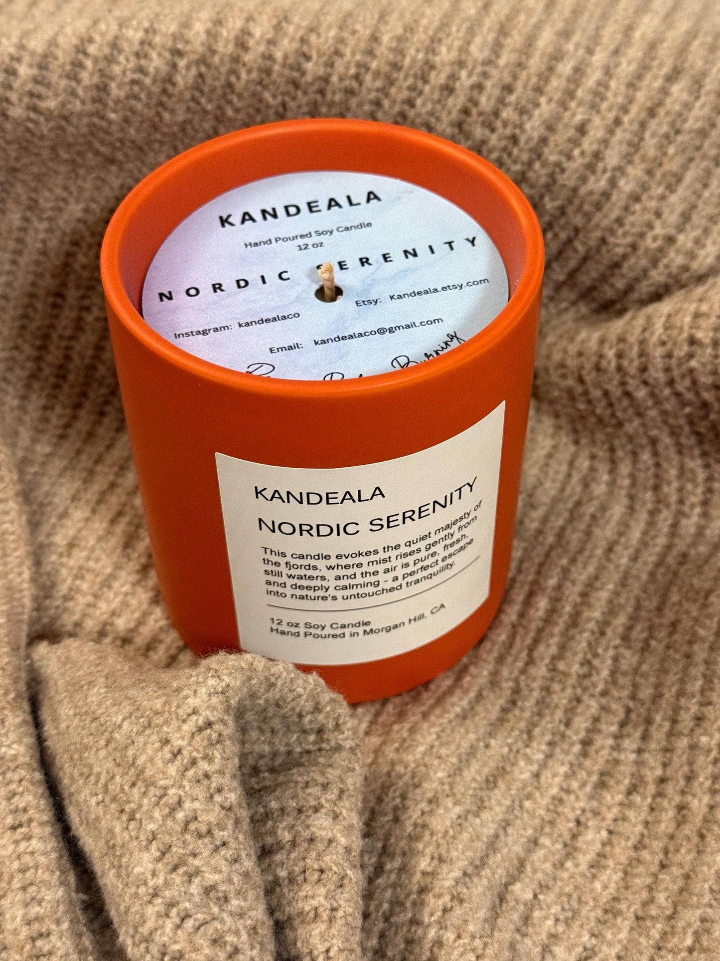 Nordic Serenity 12 oz - white soy candle, reusable ceramic jar, gift for her, gift for him, holiday gift, clean scent, birthday gift