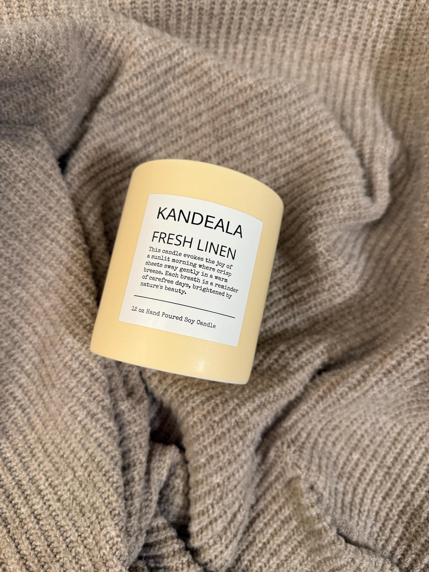 Fresh Linen 12 oz - hand poured white soy candle in a beautiful and reusable ceramic jar, gift for her, birthday gift
