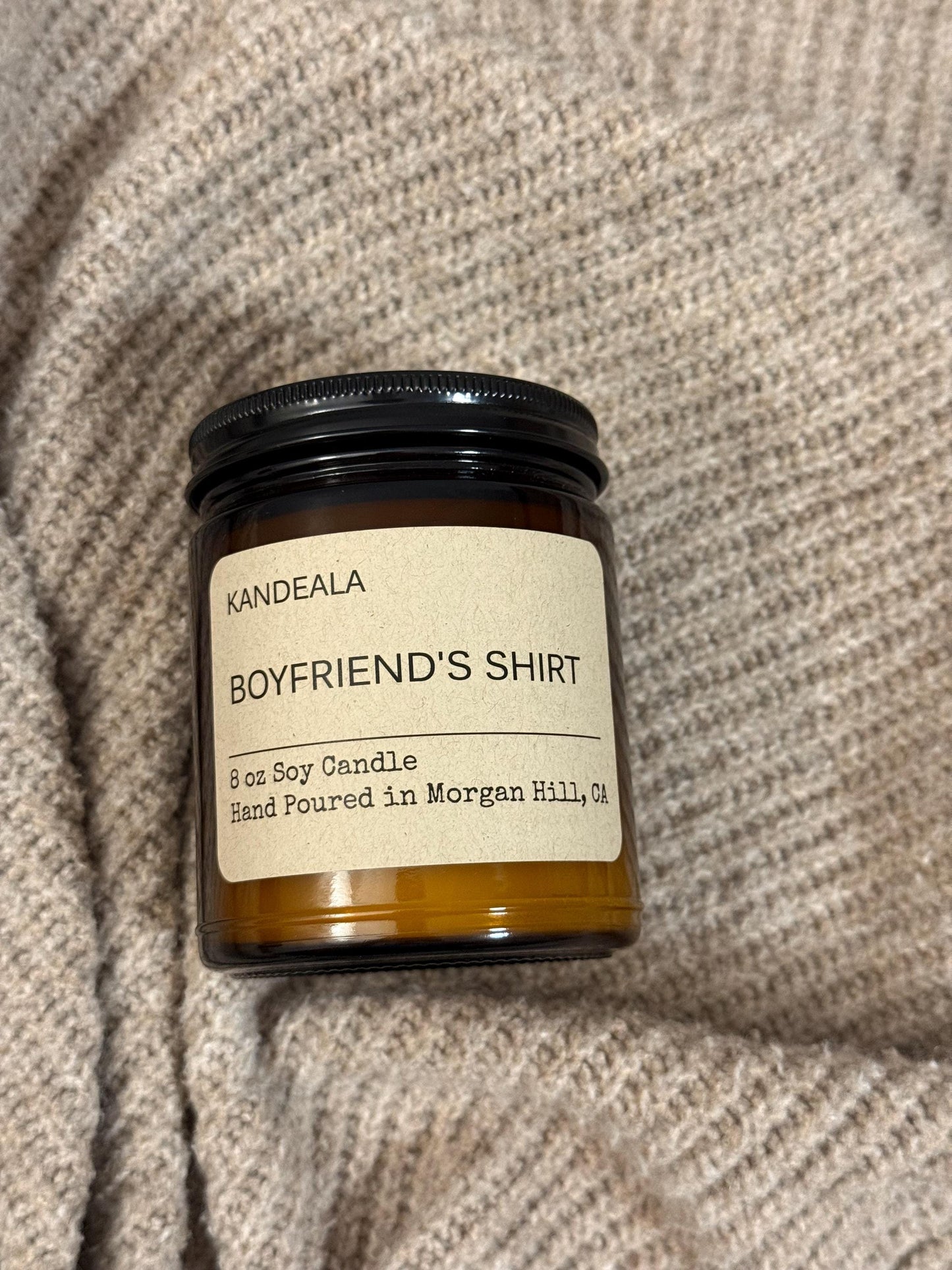 Boyfriend's Shirt - 8 oz Hand Poured Soy Candle - gift for him, gift for her, birthday gift, cologne scent