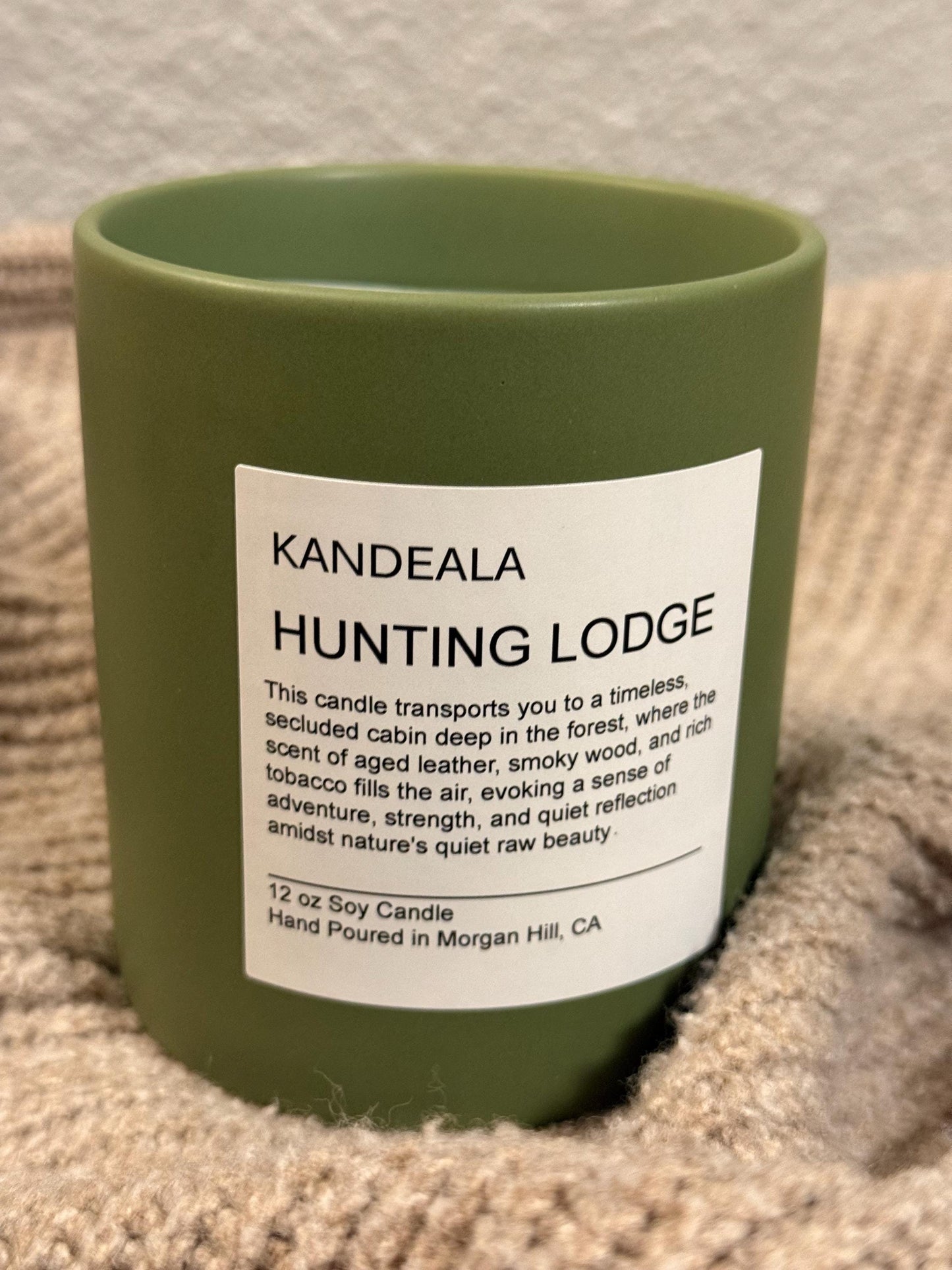 Hunting Lodge 12 oz - hand poured soy candle, cologne scent, beautiful and reusable ceramic jar, gift for him, gift for her, birthday gift