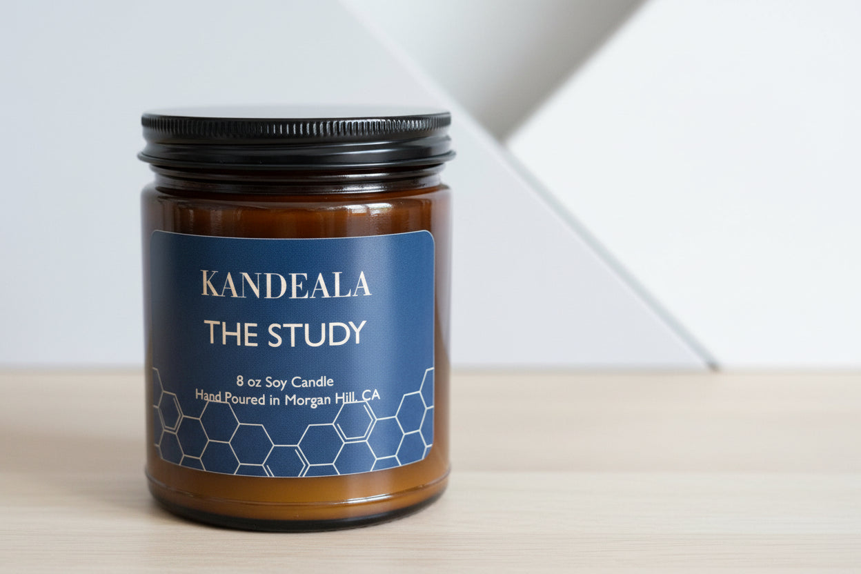 The Study 8 oz Hand Poured Soy candle- all year round scent, gift for him, gift for her, birthday gift, house warming gift