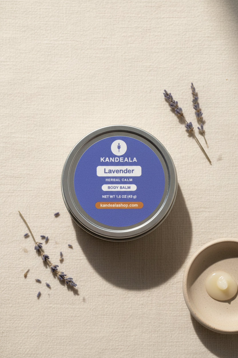 KANDEALA Lavender Body Balm in a 2 oz aluminum tin