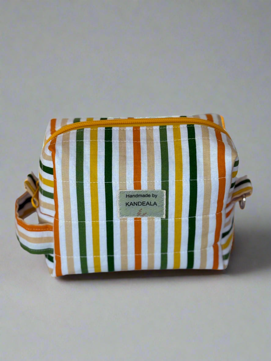 Mini Handmade Makeup Bag - Colorful Stripes