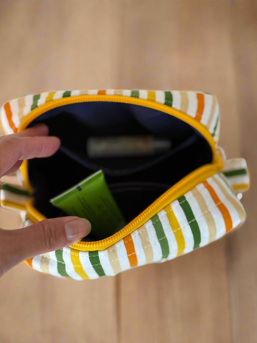 Mini Handmade Makeup Bag - Colorful Stripes