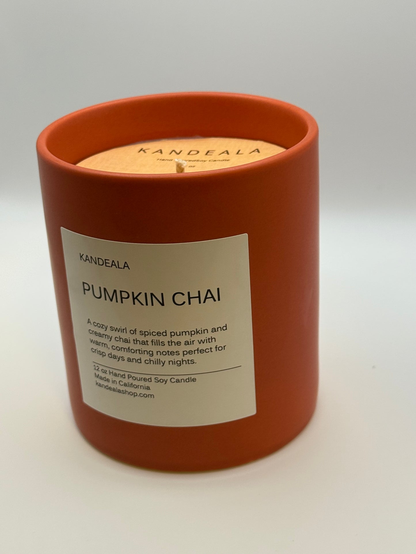Pumpkin Chai 12 oz - Hand Poured Soy Candle, reusable ceramic jar, gift for her, gift for him, Thanksgiving candle, cozy candle, clean burning candle