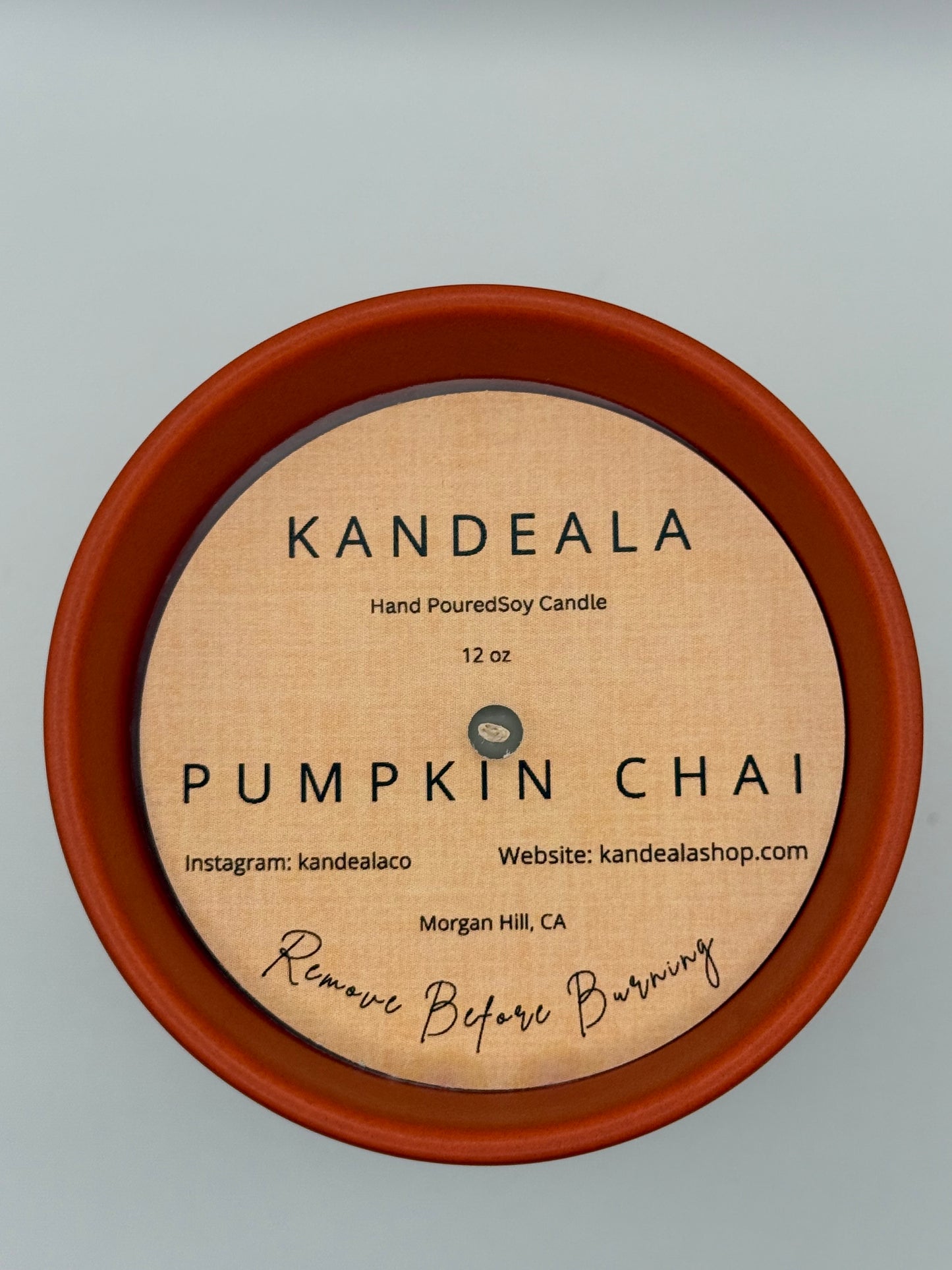 Pumpkin Chai 12 oz - Hand Poured Soy Candle, reusable ceramic jar, gift for her, gift for him, Thanksgiving candle, cozy candle, clean burning candle