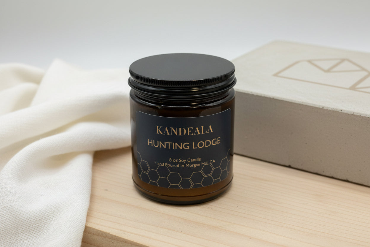 Hunting Lodge Soy Candle (8 oz) - Rustic Woods & Lodge Atmosphere