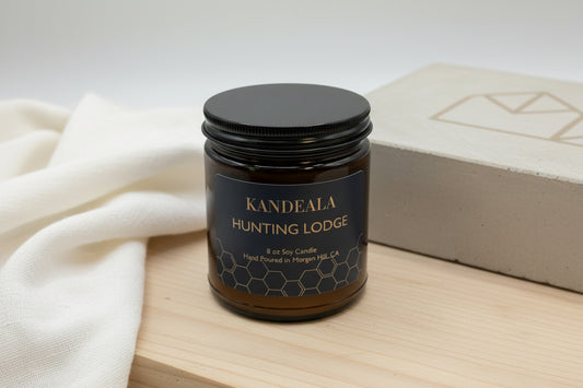 Hunting Lodge Soy Candle (8 oz) - Rustic Woods & Lodge Atmosphere