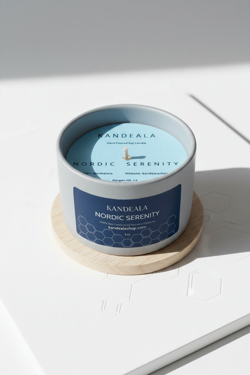 Nordic Serenity Soy Candle (5 oz) - Tranquil Coastal Air & Scandinavian Calm