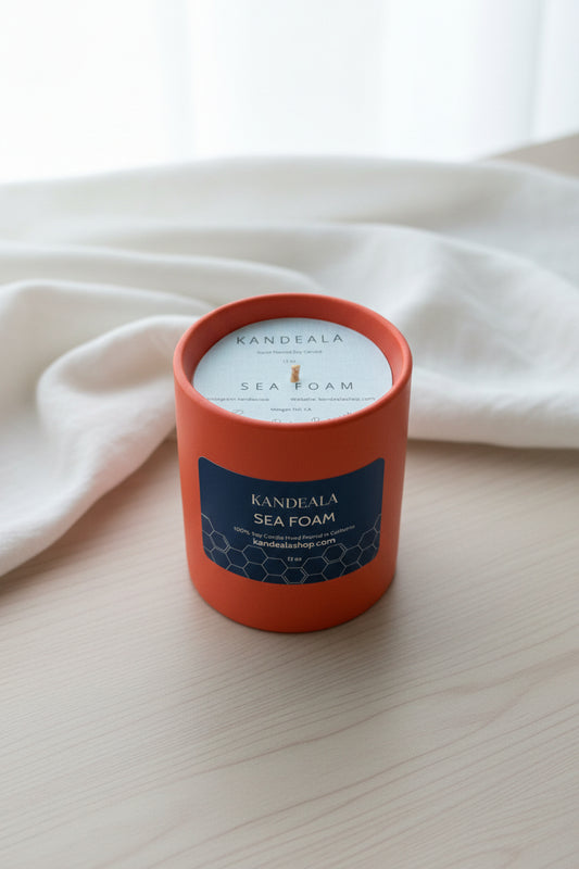 Sea Foam Soy Candle (12 oz) - Coastal Sea Salt and Citrus Scent