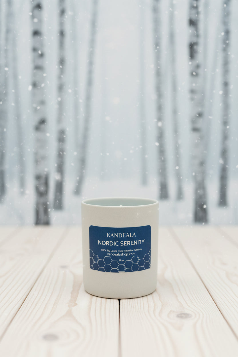 Nordic Serenity Soy Candle (12 oz) – Tranquil Coastal Air & Scandinavian Calm
