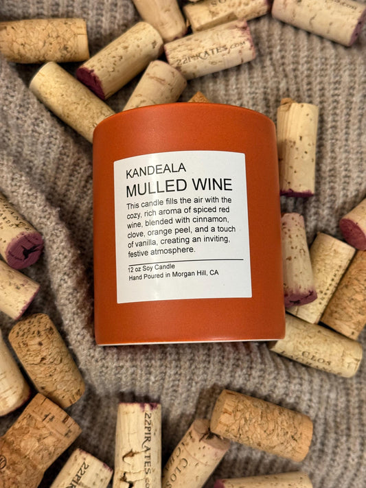 Mulled Wine 12 oz - handcrafted candle, beautiful and reusable ceramic jar, holiday gift, birthday gift, gift for her, gift for him
