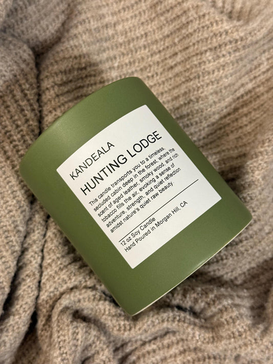 Hunting Lodge 12 oz - hand poured soy candle, cologne scent, beautiful and reusable ceramic jar, gift for him, gift for her, birthday gift