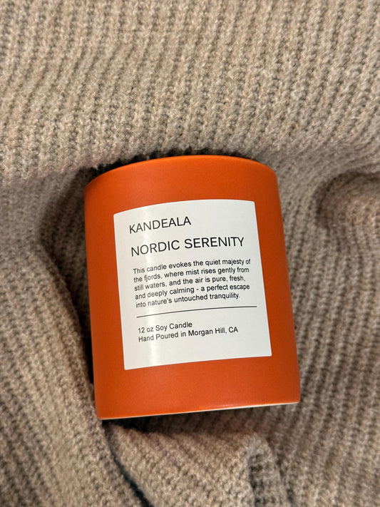 Nordic Serenity 12 oz - white soy candle, reusable ceramic jar, gift for her, gift for him, holiday gift, clean scent, birthday gift