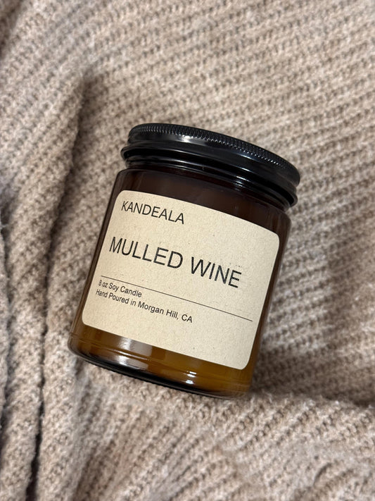 Mulled Wine 8 oz - hand poured soy candle, gift for him, gift for her, festive candle, birthday gift, wine lover's gift