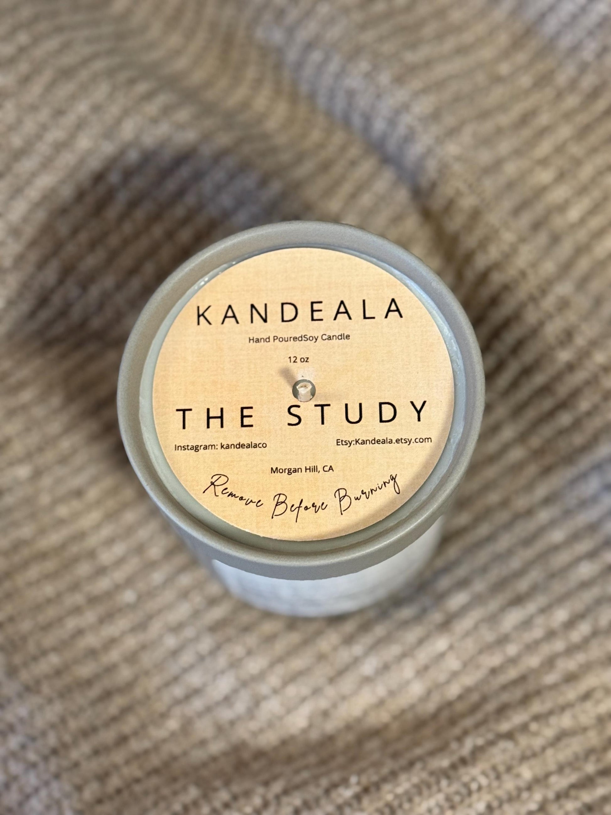 The Study 12 oz Hand Poured White Soy Candle