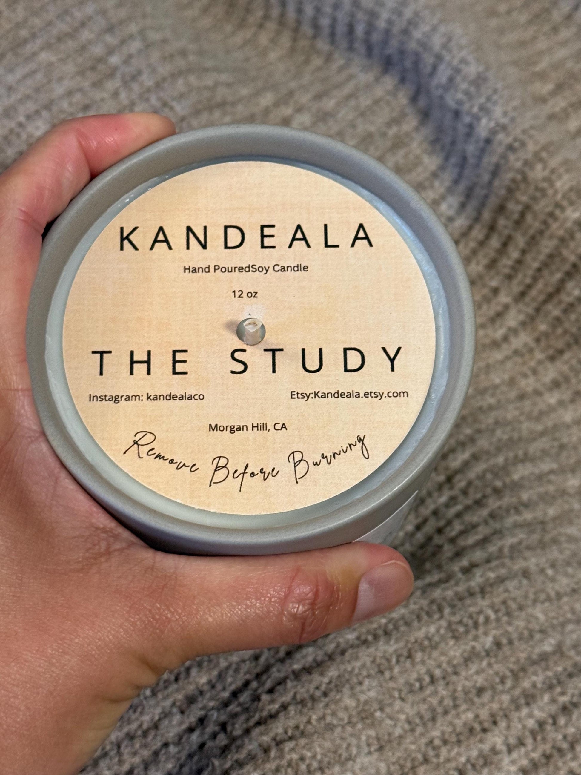 The Study 12 oz Hand Poured White Soy Candle