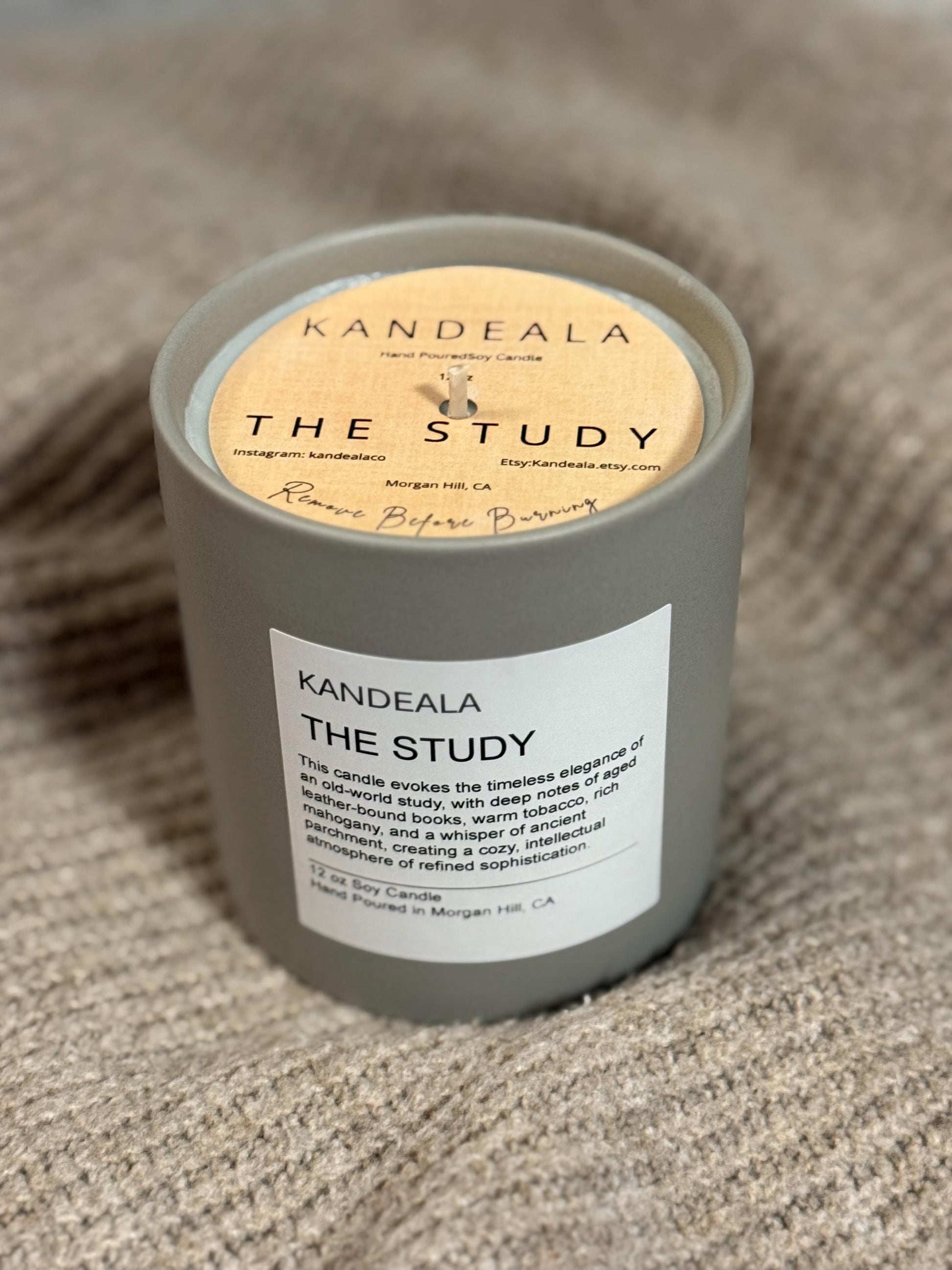 The Study 12 oz Hand Poured White Soy Candle