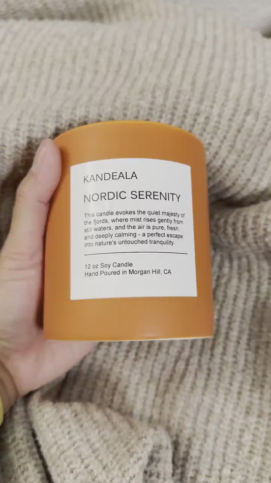 Nordic Serenity 12 oz - white soy candle, reusable  ceramic jar, gift for her, gift for him, holiday gift, clean scent, birthday gift