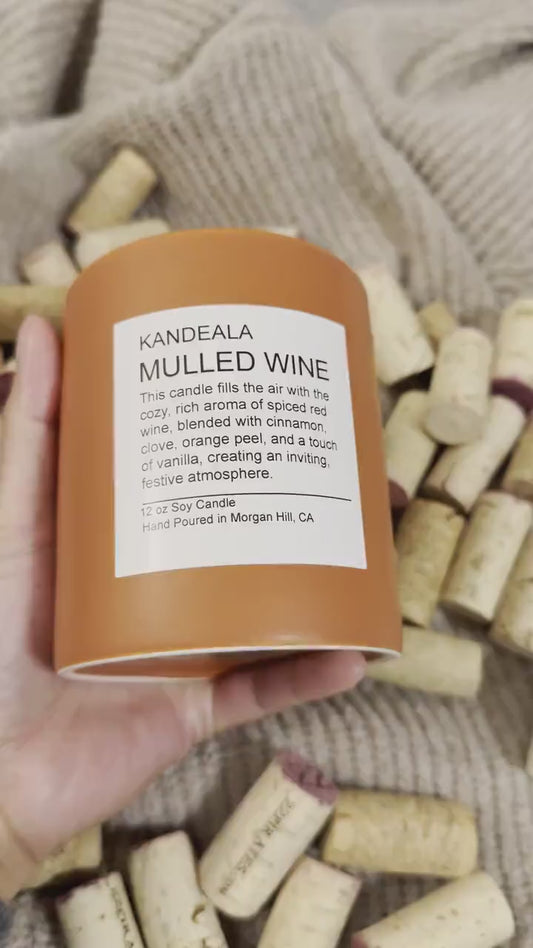 Mulled Wine 12 oz - handcrafted candle, beautiful and reusable ceramic jar, holiday gift, birthday gift, gift for her, gift for him