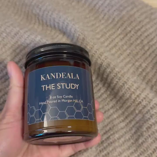 The Study 8 oz Hand Poured Soy candle-  all year round scent, gift for him, gift for her, birthday gift, house warming gift